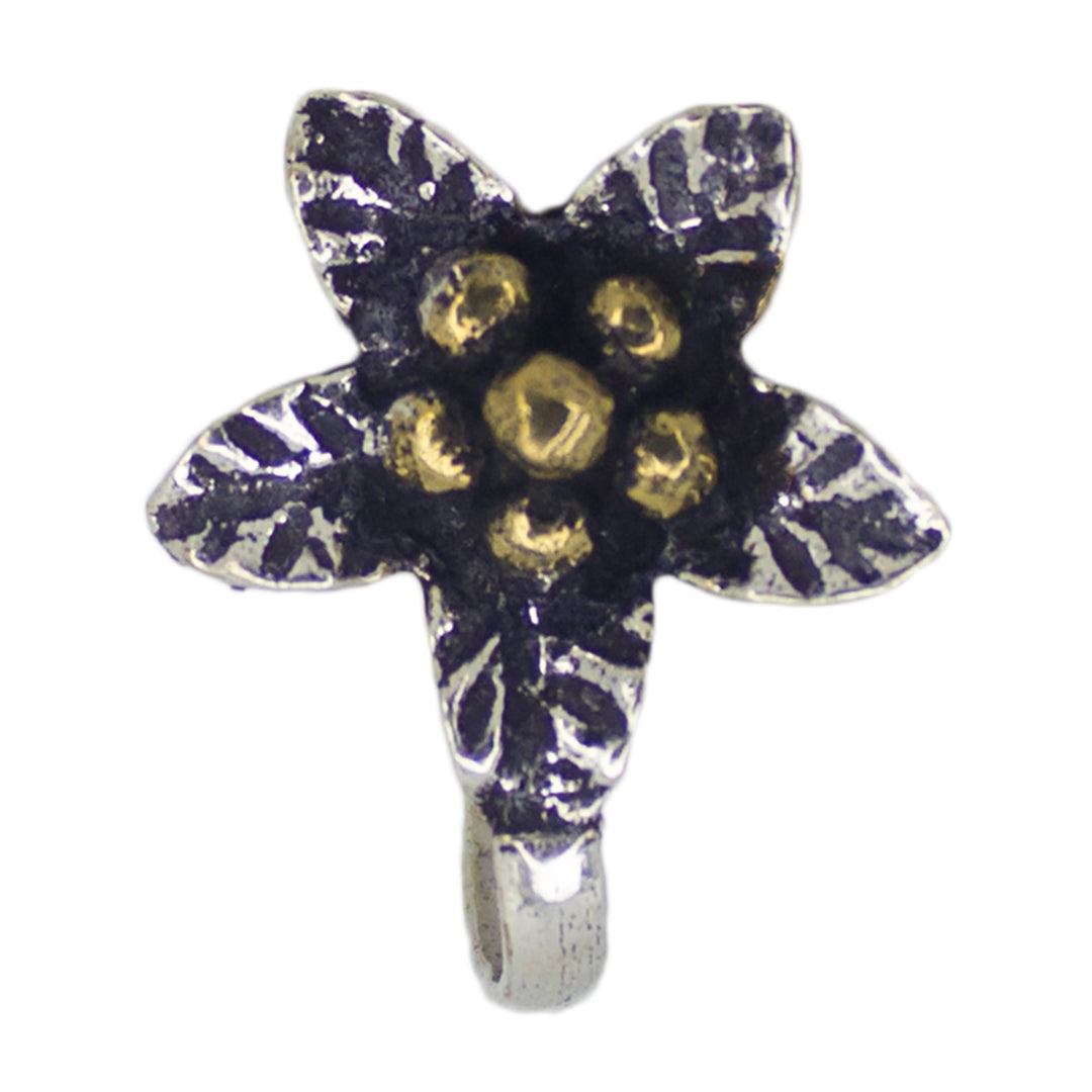 Abhinn Combo of 3 Oxidised Dual Tone Temple-Floral Design Non-Pierced Nose Pin For Women