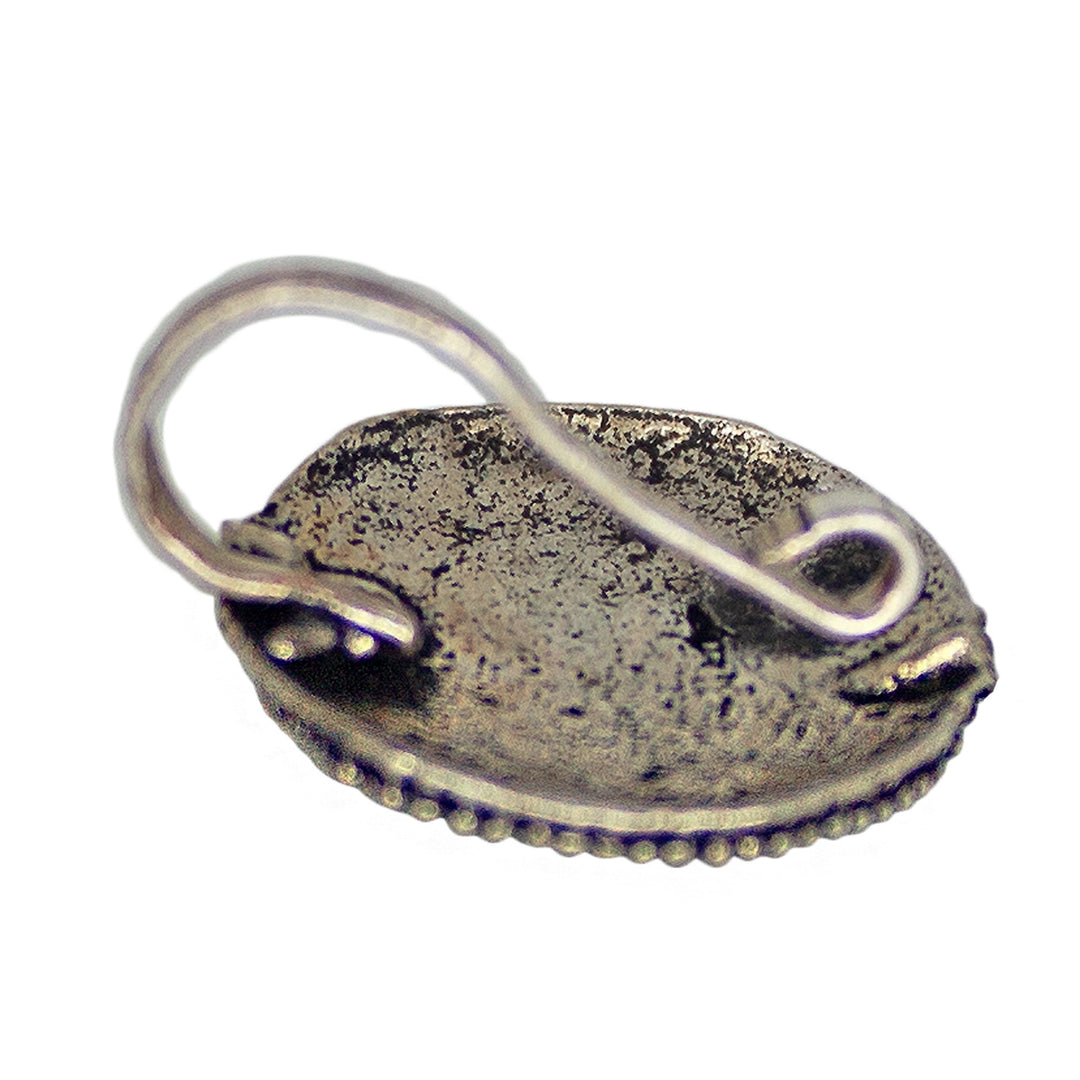 Abhinn Silver Oxidised Durga Temple Design Non-Pierced Nose Pin For Women