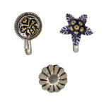 Load image into Gallery viewer, Abhinn Combo of 3 Dual Tone Oxidised Floral Design Non-Pierced Nose Pin For Women
