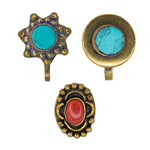 Load image into Gallery viewer, Abhinn Combo of 3 Oxidised Gold Sky Blue Non-Pierced Nose Pin For Women
