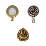 Load image into Gallery viewer, Abhinn Set of 3 Dual Tone Oxidised Ganesha-Floral Design Non-Pierced Nose Pin For Women
