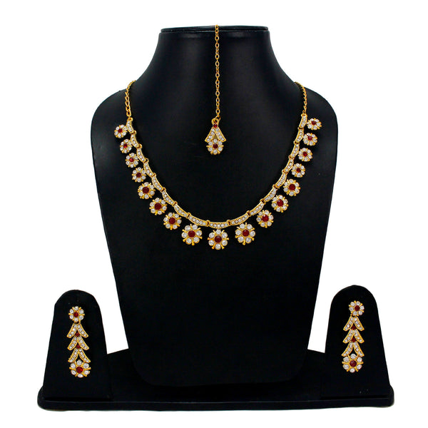 Latest Royal Designer Crystal Stone Necklace and Stud Earrings