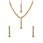 Load image into Gallery viewer, Latest Royal Leaf Design Necklace and Dangler Earrings with White Yellow Stones
