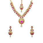 Load image into Gallery viewer, Abhinn Royal Gold Plated Designer Kundan Pink Petal Design Necklace Set For Women
