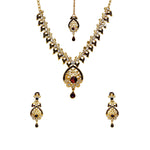 Load image into Gallery viewer, Royal Designer Necklace and  Earrings with White Purple Crystal Stones

