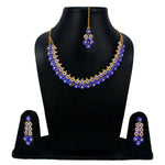 Load image into Gallery viewer, Royal Designer Necklace and Earrings with White Blue Stones Crystals
