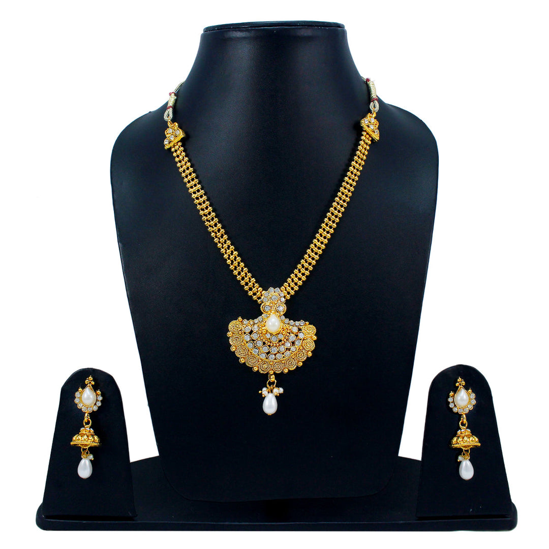 Royal Gold Plated Designer Kundan Stone Rani Har Design Necklace Set