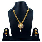 Load image into Gallery viewer, Royal Rani Har Design Necklace and Jhumka Earrings with White Stone

