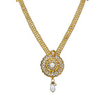 Load image into Gallery viewer, Royal Rani Har Design Necklace and Jhumka Earrings with White Stone
