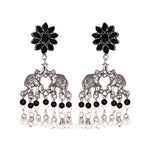 Load image into Gallery viewer, Abhinn Silver Oxidised Elephant And Floral Design Black Choker Set For Women
