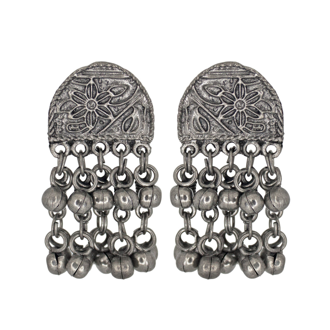 Abhinn Trendy Oxidised Antique Finish Floral Design Choker Set For Women