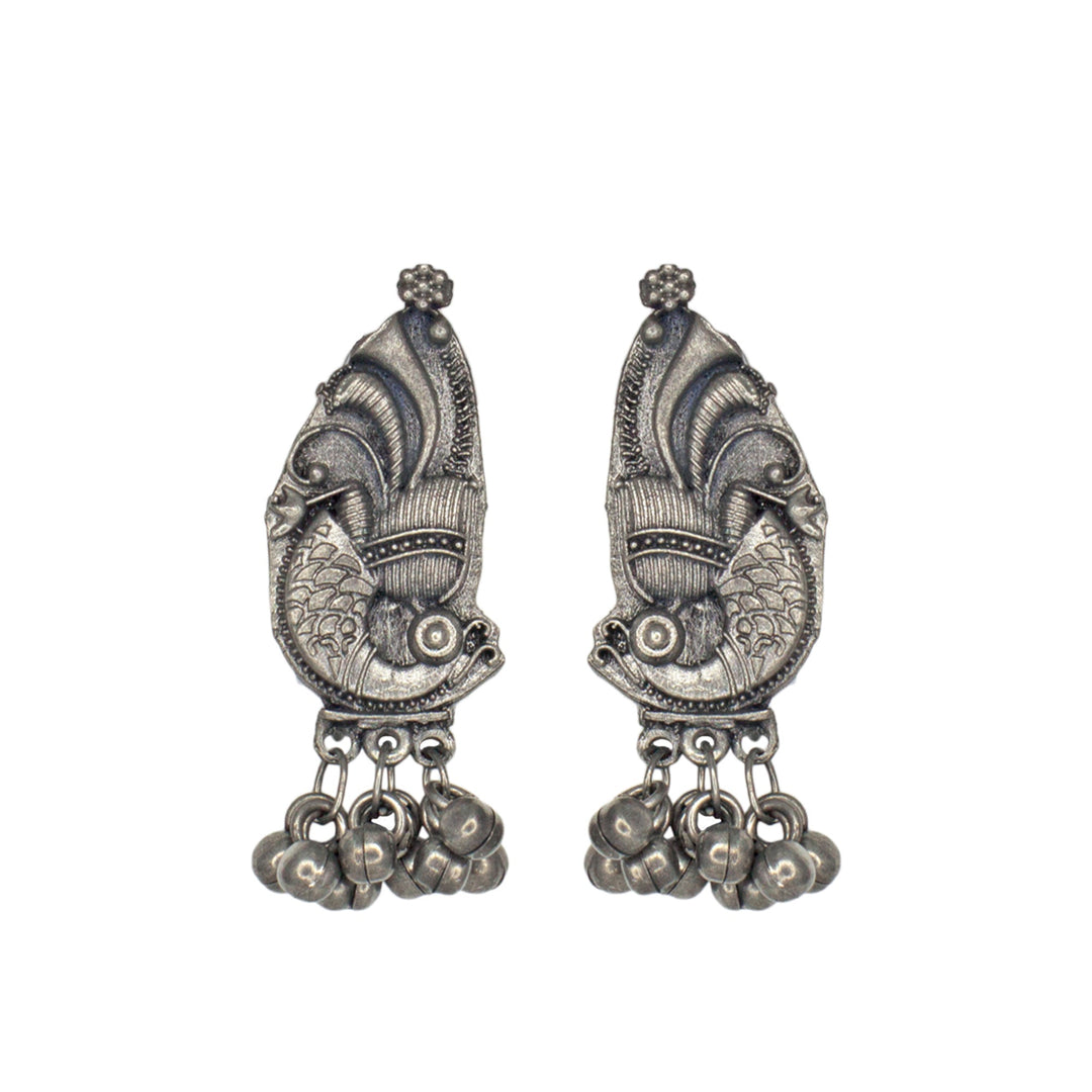 Abhinn Stylish Black Polished Floral And Peacock Design Mirror Choker Set For Women