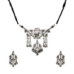 Load image into Gallery viewer, Abhinn Silver Oxidised Pigeon Cage Design Necklace Set For Women
