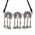 Load image into Gallery viewer, Abhinn Silver Oxidised Temple Design Necklace Set With White CZ Stone For Women
