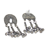 Load image into Gallery viewer, Abhinn Silver Oxidised Temple Design Necklace Set With White CZ Stone For Women
