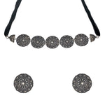 Load image into Gallery viewer, Abhinn Black Polished Tribal And Floral Design Choker Set For Women

