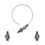 Load image into Gallery viewer, Abhinn Silver Oxidised Black Floral Design Hasli Necklace Set For Women
