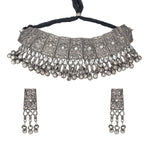 Load image into Gallery viewer, Abhinn Black Polished Floral Design Choker Set For Women
