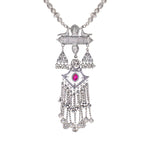 Load image into Gallery viewer, Abhinn Silver Oxidised Ganesh and Peacock Design Pink Pendant Set For Women
