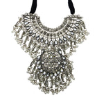 Load image into Gallery viewer, Abhinn Silver Oxidised Floral Necklace Seṭ With White CZ Stones &amp; Pearls
