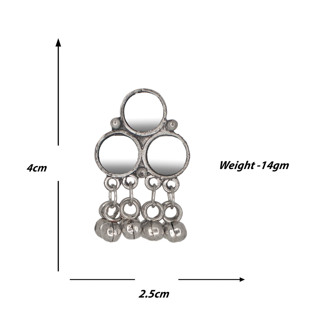 Abhinn Silver Oxidised Unique Geometrical Design With Mirror Work Necklace Set For Women