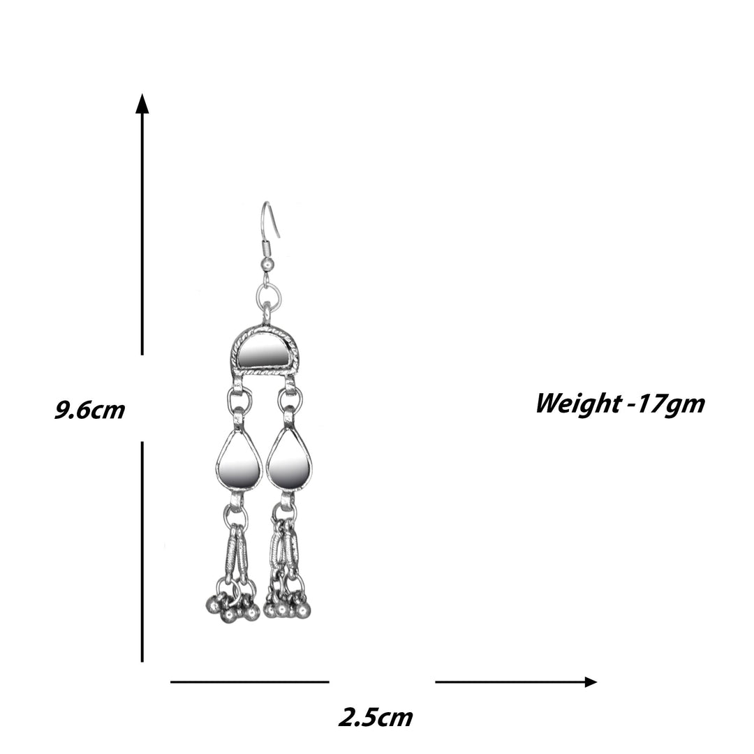 Abhinn Silver Oxidised Tribal Design Mirror Work Necklace Set For Women 