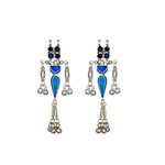 Load image into Gallery viewer, Abhinn Silver Oxidised Blue Meenakari Necklace Set for Women
