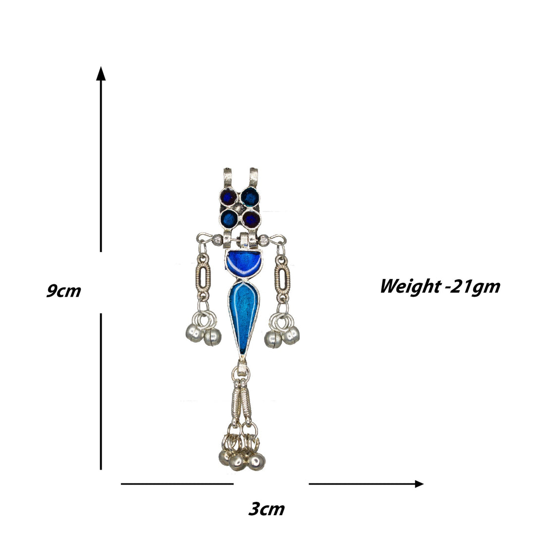 Abhinn Silver Oxidised Blue Meenakari Necklace Set for Women