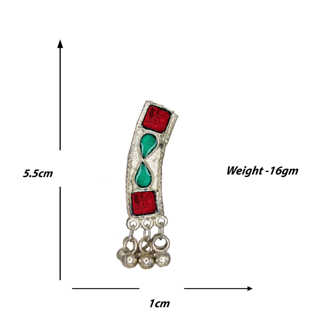 Abhinn Silver Oxidised Necklace Set Red Green Meenakari For Women