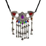 Load image into Gallery viewer, Abhinn Afghani Silver Oxidised Multi Colour Temple Design Necklace Set For Women
