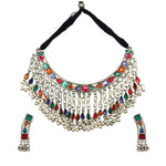 Load image into Gallery viewer, Abhinn Silver Oxidised Necklace Set Multi Color Meenakari For Women
