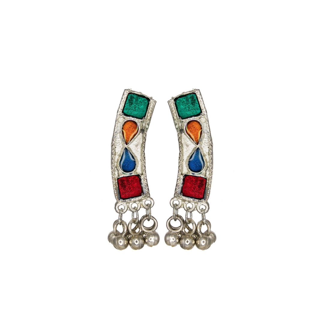 Abhinn Silver Oxidised Necklace Set Multi Color Meenakari For Women