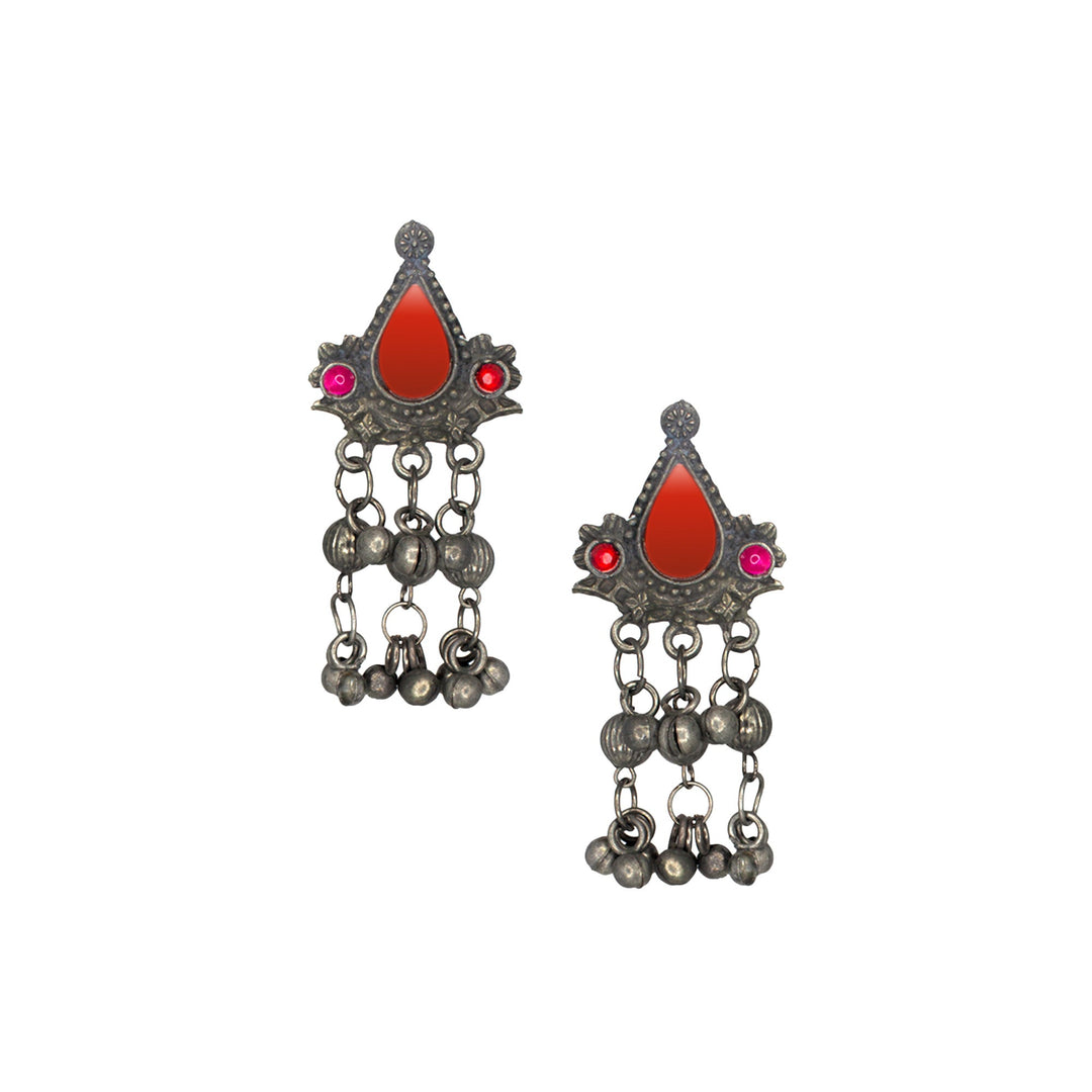 Abhinn Silver Oxidised Afghani Multi Colour Necklace Set For Women