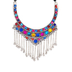 Load image into Gallery viewer, Abhinn Silver Oxidised Ethnic Design Multi Colour Necklace Set For Women
