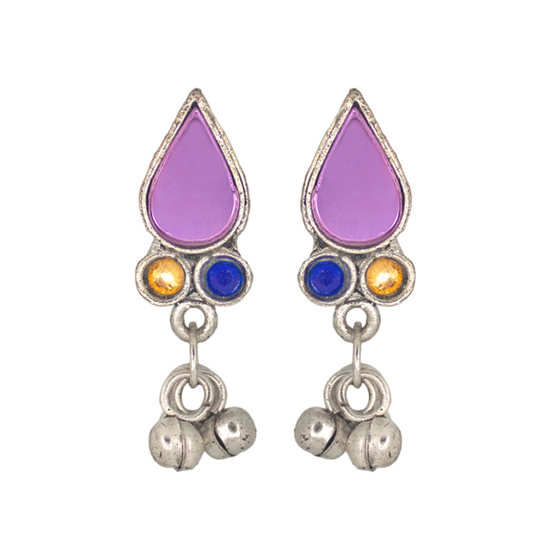 Abhinn Silver Oxidised Tribal Design Multi Colour Necklace Set For Women