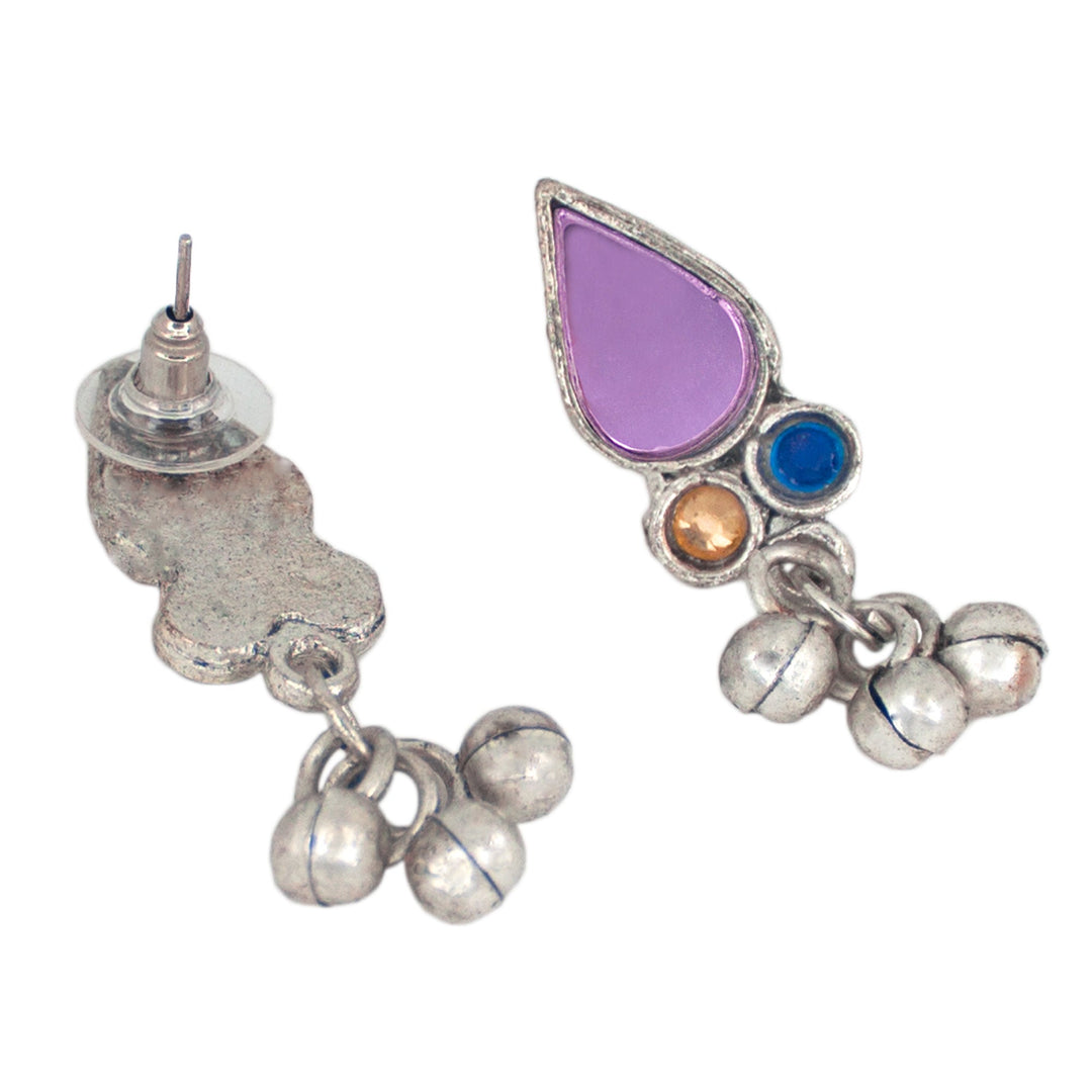 Abhinn Silver Oxidised Tribal Design Multi Colour Necklace Set For Women