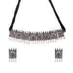 Load image into Gallery viewer, Abhinn Silver Oxidised Floral Design Multi Colour Necklace Set For Women 

