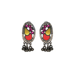 Load image into Gallery viewer, Abhinn Silver Oxidised Afghani Tribal Design Necklace Set Studded With Multi Colour Mirror For Women
