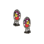 Load image into Gallery viewer, Abhinn Silver Oxidised Afghani Tribal Design Necklace Set Studded With Multi Colour Mirror For Women
