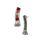 Load image into Gallery viewer, Abhinn Silver Oxidised Necklace Set Orange-Red Meenakari For Women
