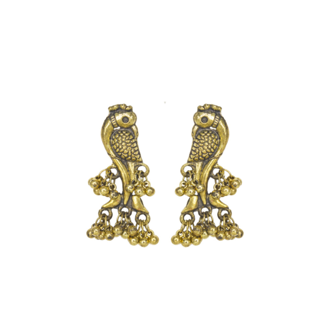 Abhinn Golden Oxidised Unique Parrot Design Necklace Set For Women