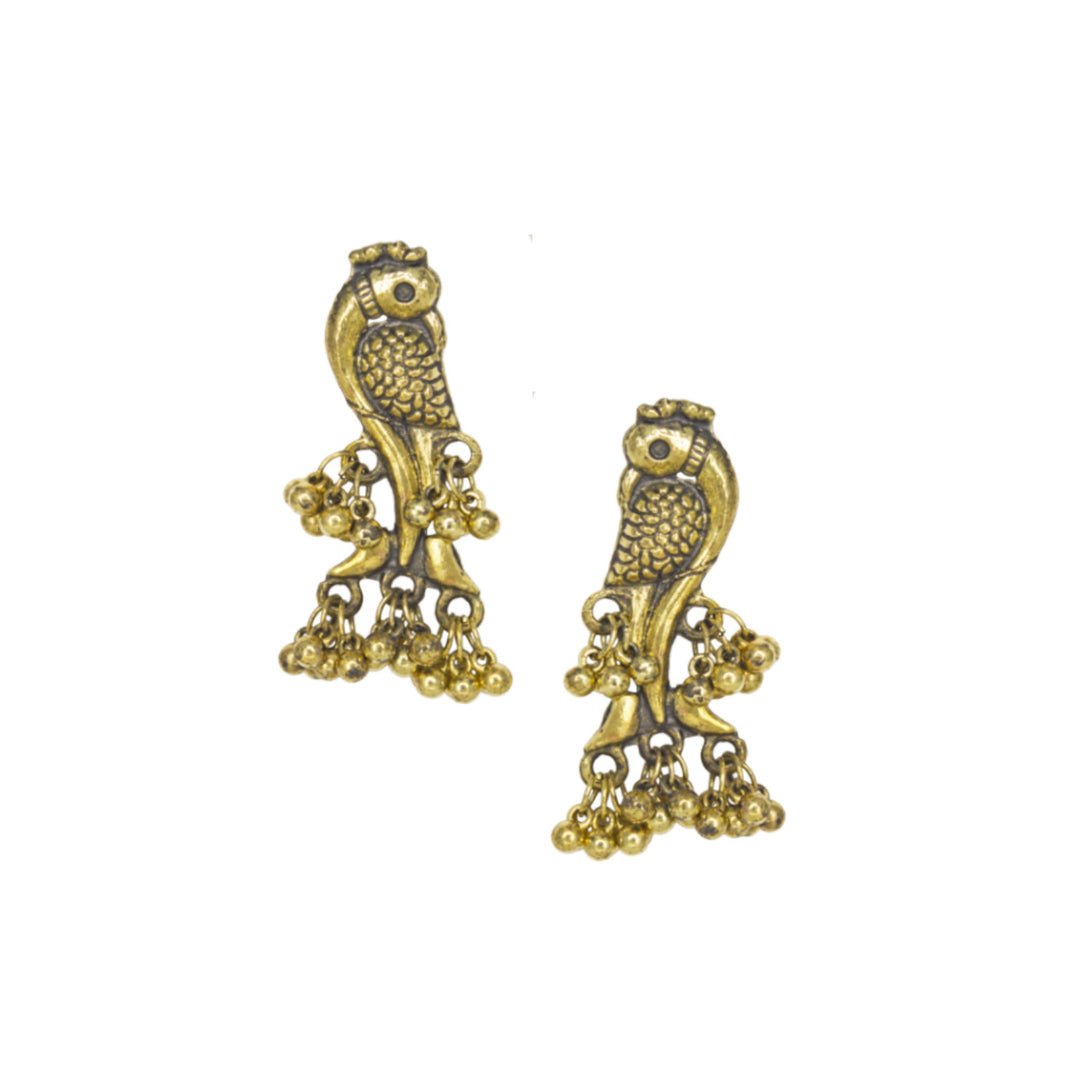 Abhinn Golden Oxidised Unique Parrot Design Necklace Set For Women
