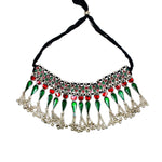 Load image into Gallery viewer, Silver Oxidised Pink-Green Meenakari Necklace Set for Women
