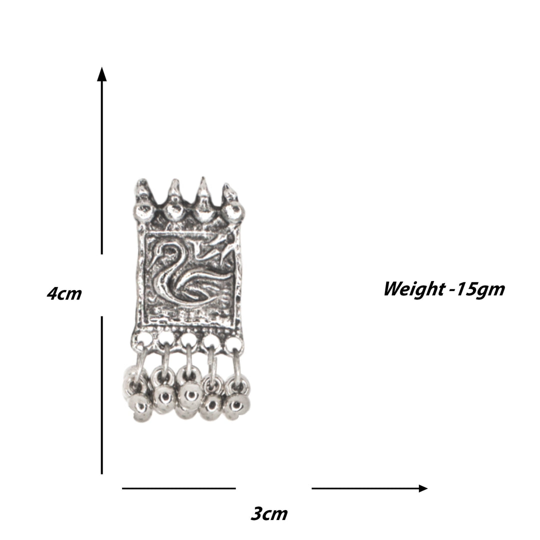 Abhinn Silver Oxidised Swan Floral Design Multi-Layer Necklace Set For Women 