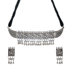 Load image into Gallery viewer, Abhinn Silver Oxidised Ganesha Design Necklace Set With Mirror For Women
