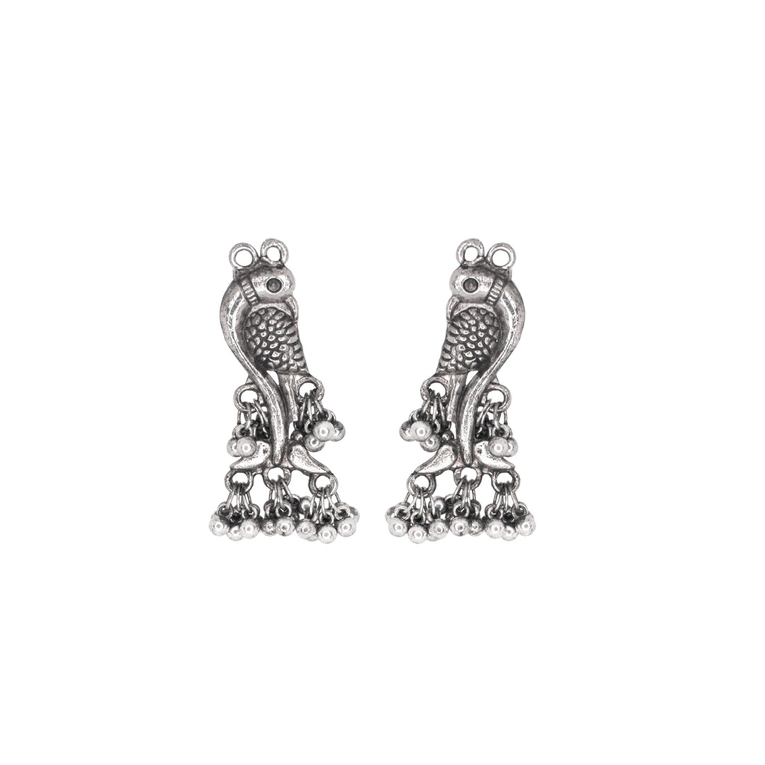 Abhinn Silver Oxidised Unique Parrot Design Necklace Set For Women