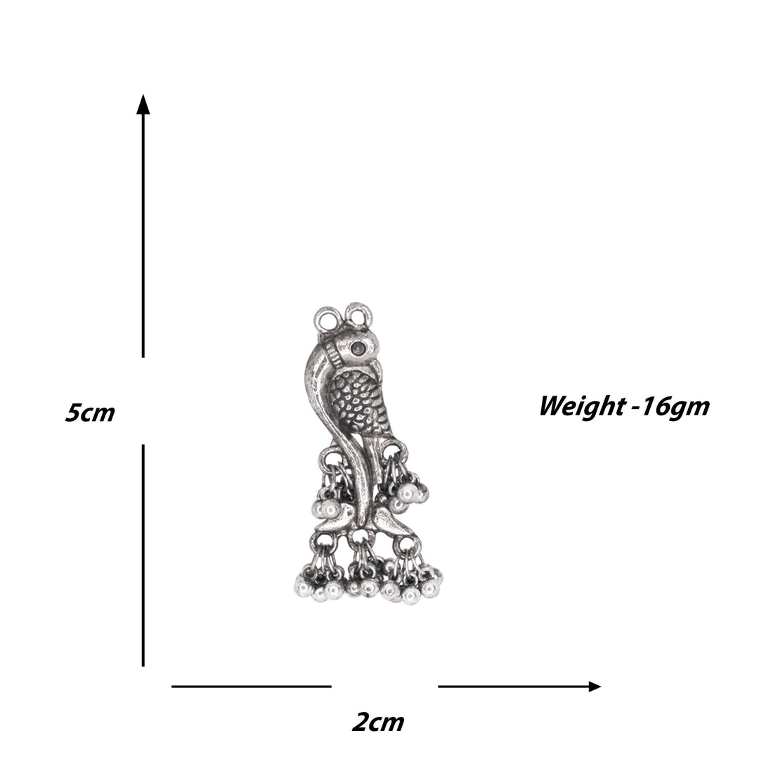 Abhinn Silver Oxidised Unique Parrot Design Necklace Set For Women