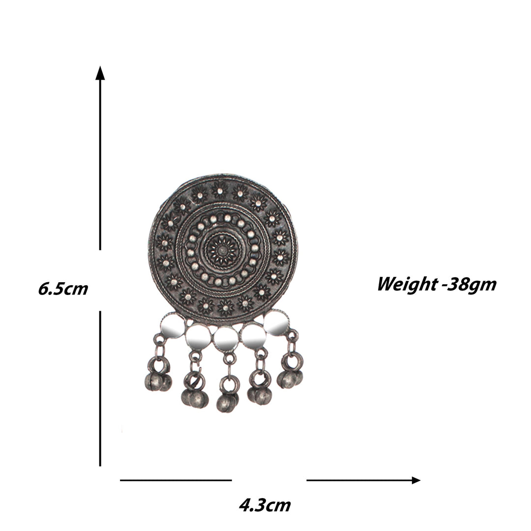 Abhinn Black Polish Temple Design With Mirror For Necklace Set Women