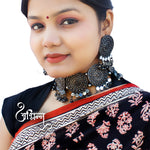 Load image into Gallery viewer, Abhinn Black Polish Temple Design With Mirror For Necklace Set Women
