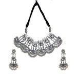 Load image into Gallery viewer, Abhinn Silver Oxidised Traditional Elephant And Peacock Design Necklace Set For Women
